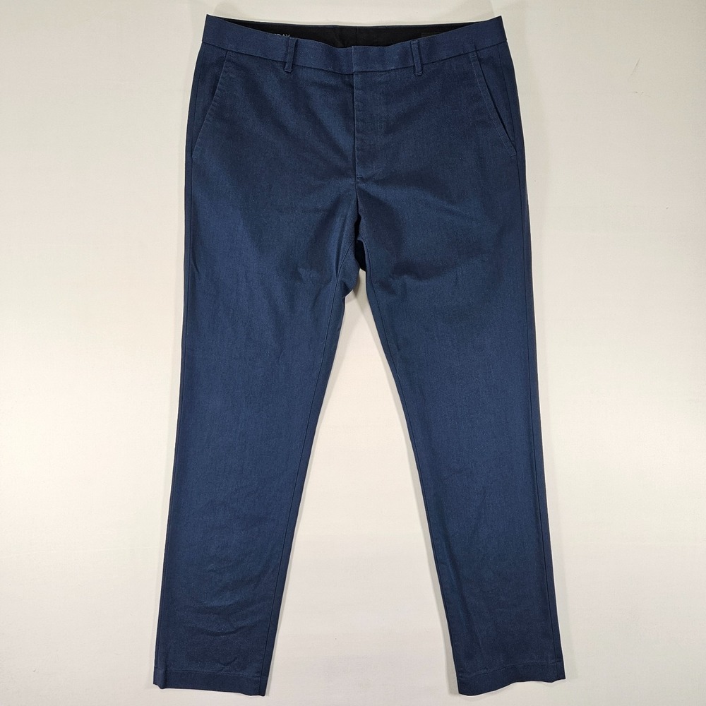 Bonobos Men's Thursday Chino Trousers Pants Navy Herringbone SLIM 35x32